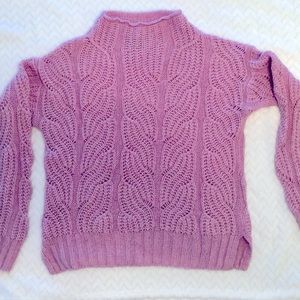 JCrew pink open work sweater